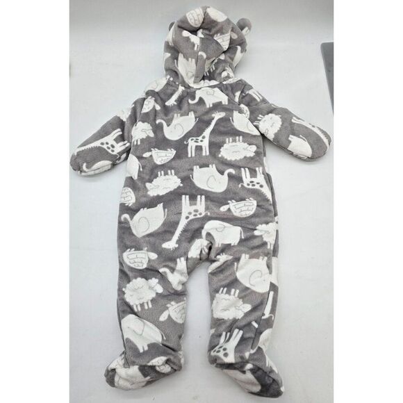 Simple Joys By Carters Baby Hooded Fleece Onesie With Animal Print - 3-6M - Picture 1 of 6